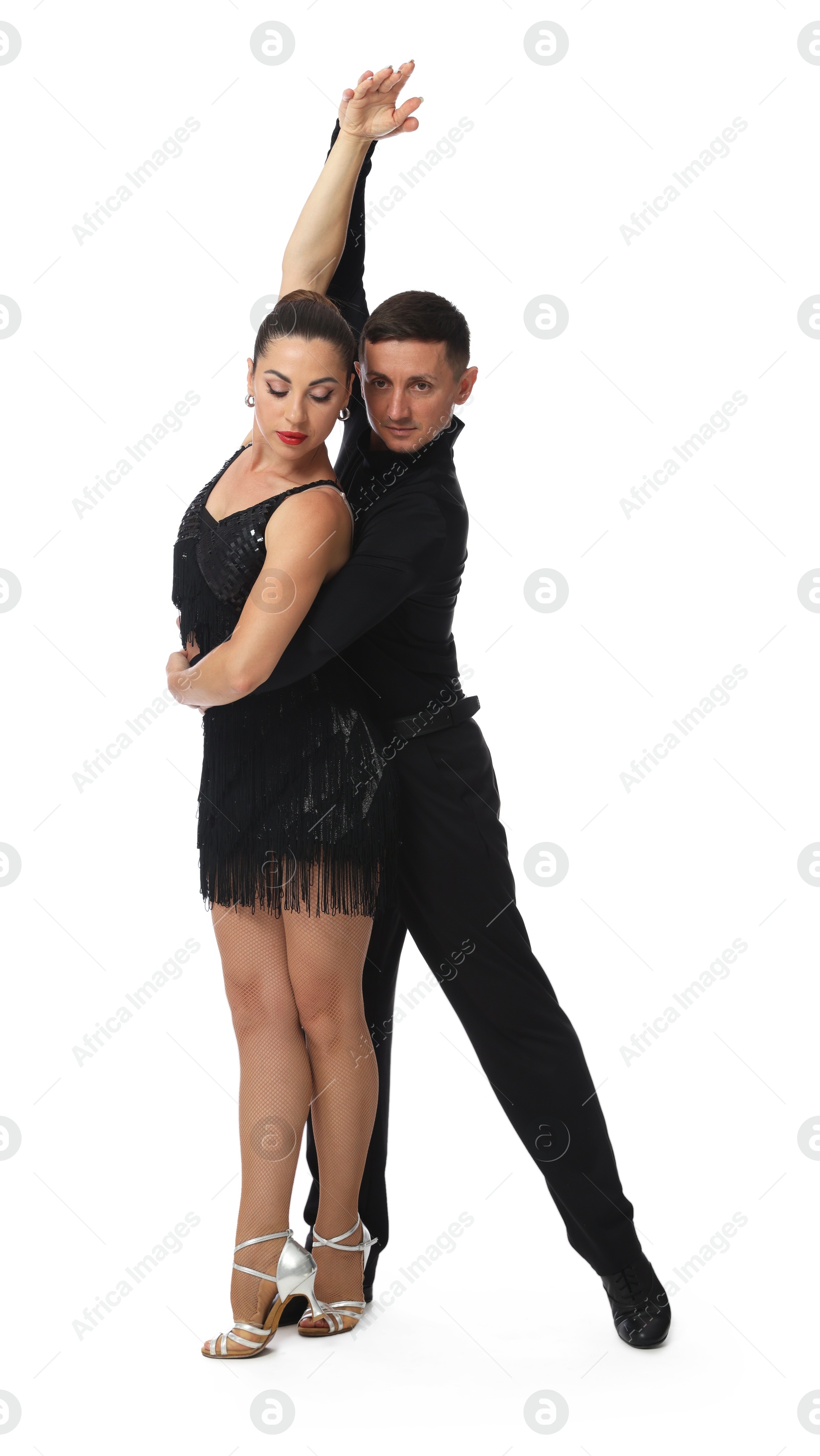 Couple of professional dancers on white background Photo of Couple of professional dancers on white background