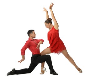 Photo of Couple of professional dancers on white background