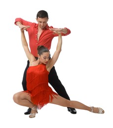 Photo of Couple of professional dancers on white background
