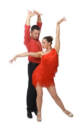 Photo of Couple of professional dancers on white background