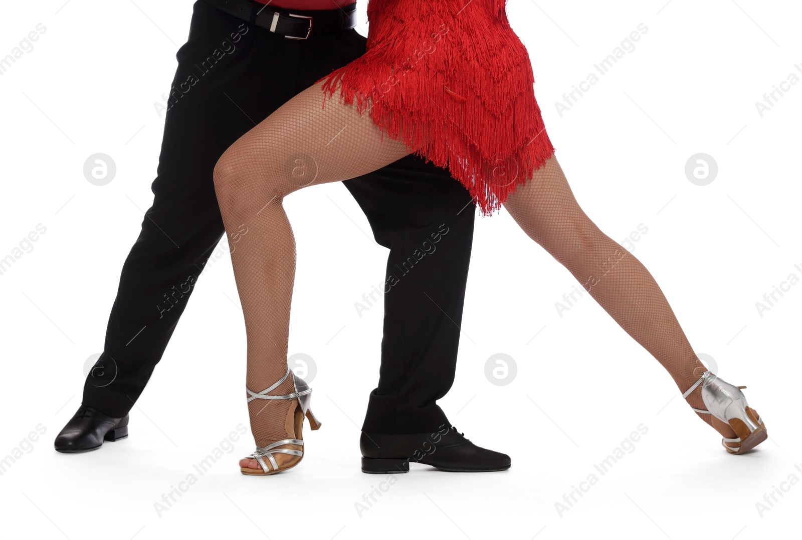 Couple of professional dancers on white background, closeup Photo of Couple of professional dancers on white background, closeup