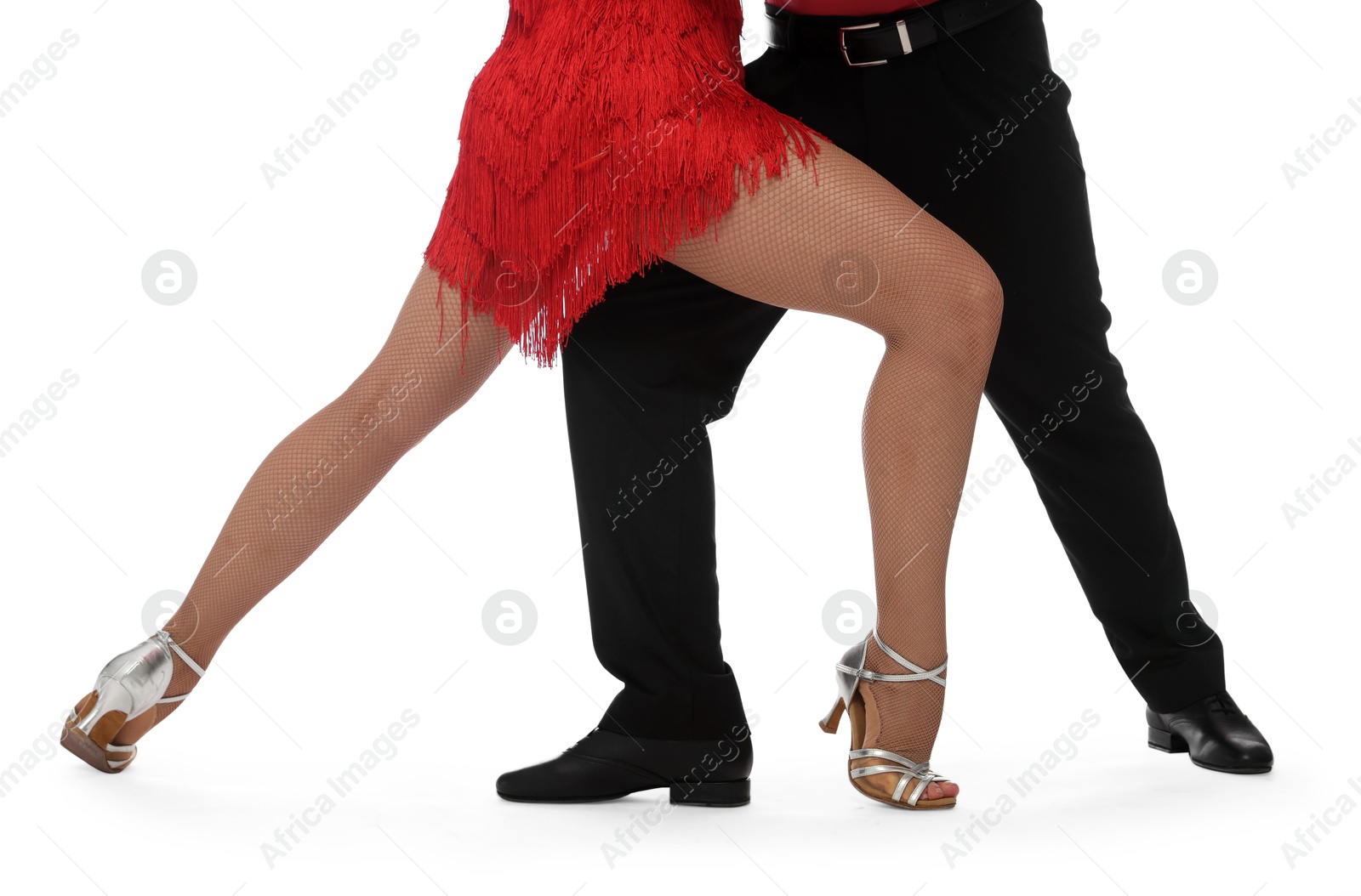 Couple of professional dancers on white background, closeup Photo of Couple of professional dancers on white background, closeup