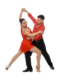 Photo of Couple of professional dancers on white background
