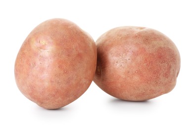 Photo of Two fresh ripe potatoes isolated on white