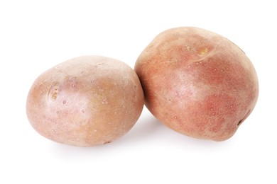 Photo of Two fresh ripe potatoes isolated on white