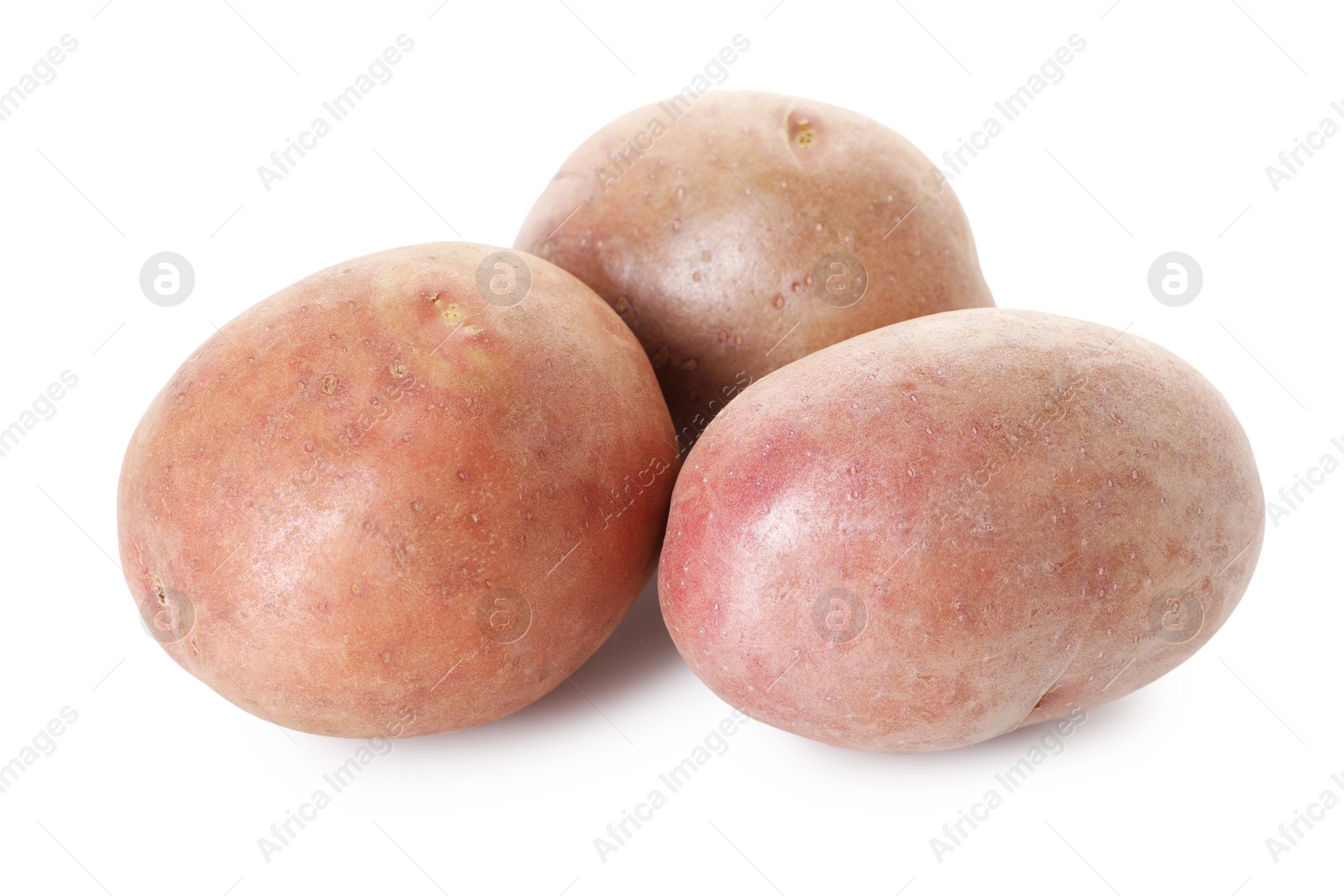 Many fresh ripe potatoes isolated on white Photo of Many fresh ripe potatoes isolated on white