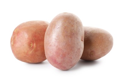 Photo of Many fresh ripe potatoes isolated on white
