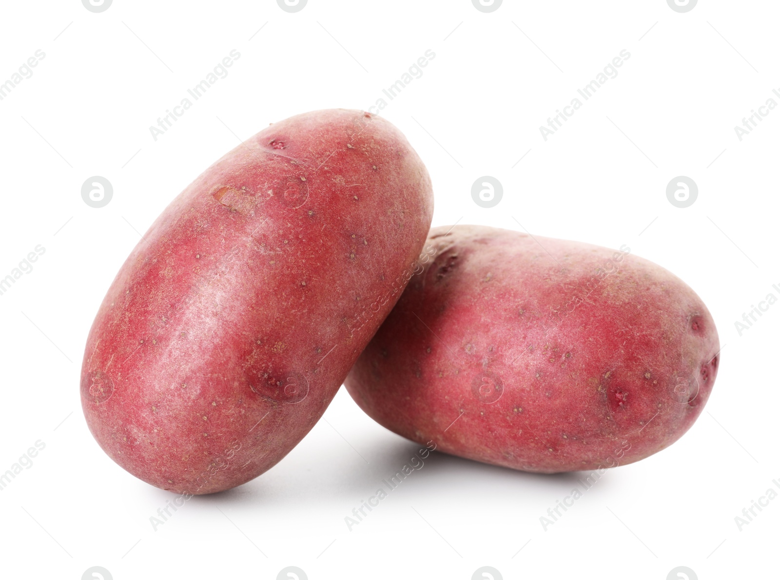 Fresh ripe red potatoes isolated on white Photo of Fresh ripe red potatoes isolated on white