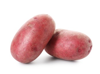 Photo of Fresh ripe red potatoes isolated on white
