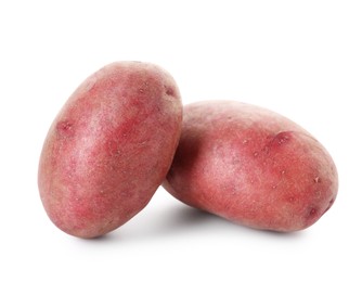 Photo of Fresh ripe red potatoes isolated on white