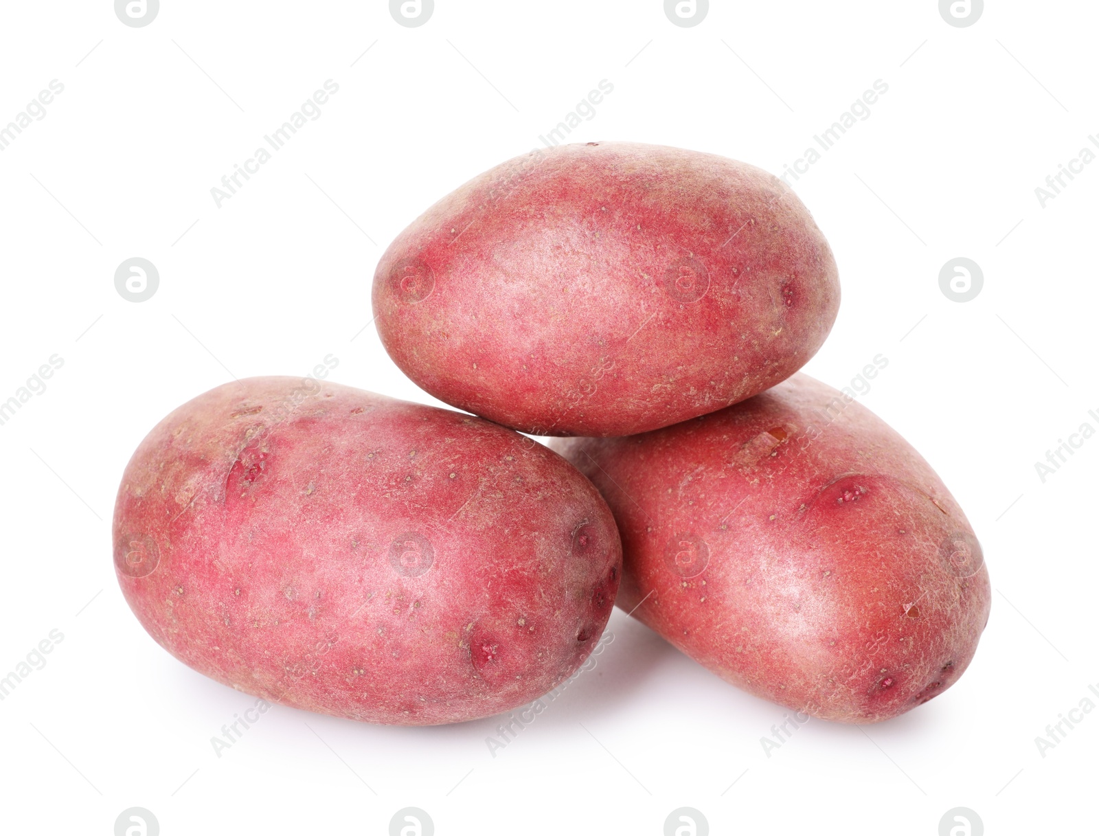 Fresh ripe red potatoes isolated on white Photo of Fresh ripe red potatoes isolated on white