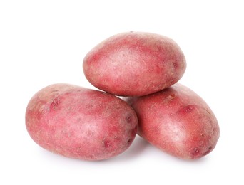 Photo of Fresh ripe red potatoes isolated on white