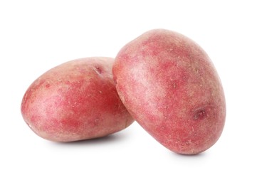 Photo of Fresh ripe red potatoes isolated on white