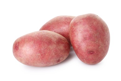 Photo of Fresh ripe red potatoes isolated on white