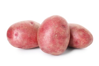 Photo of Fresh ripe red potatoes isolated on white