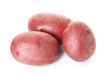 Photo of Fresh ripe red potatoes isolated on white
