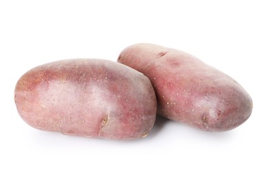 Photo of Fresh ripe red potatoes isolated on white