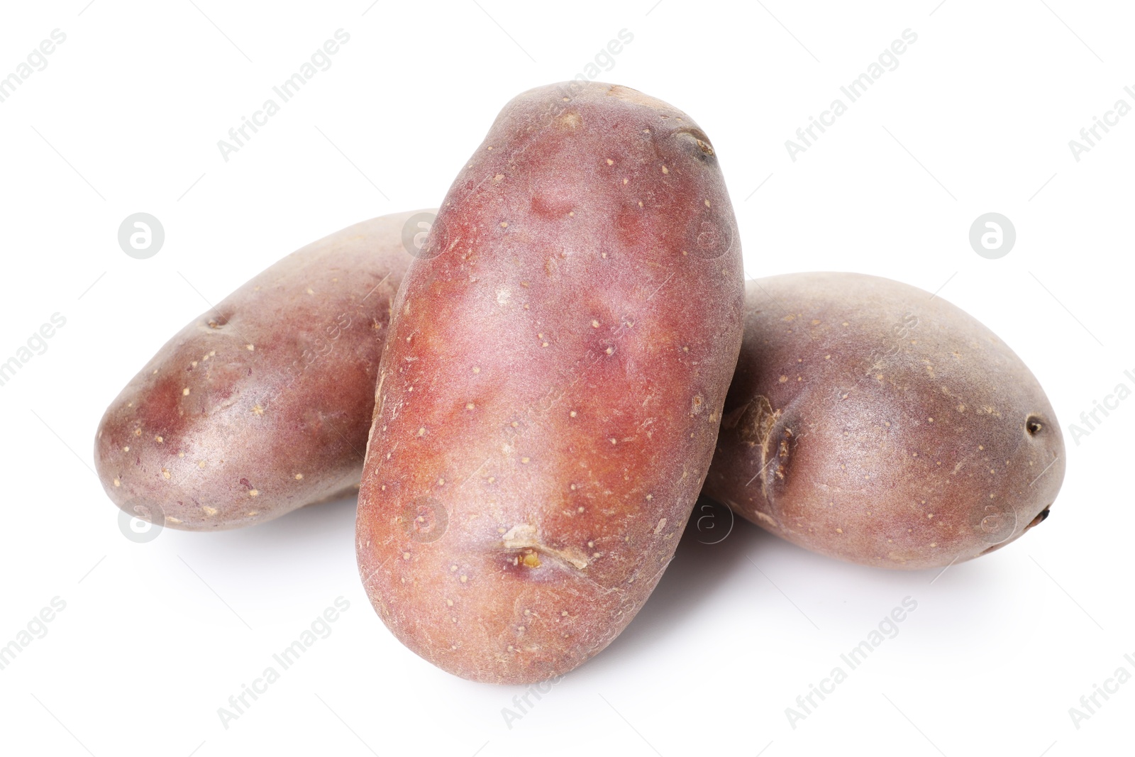 Fresh ripe red potatoes isolated on white Photo of Fresh ripe red potatoes isolated on white