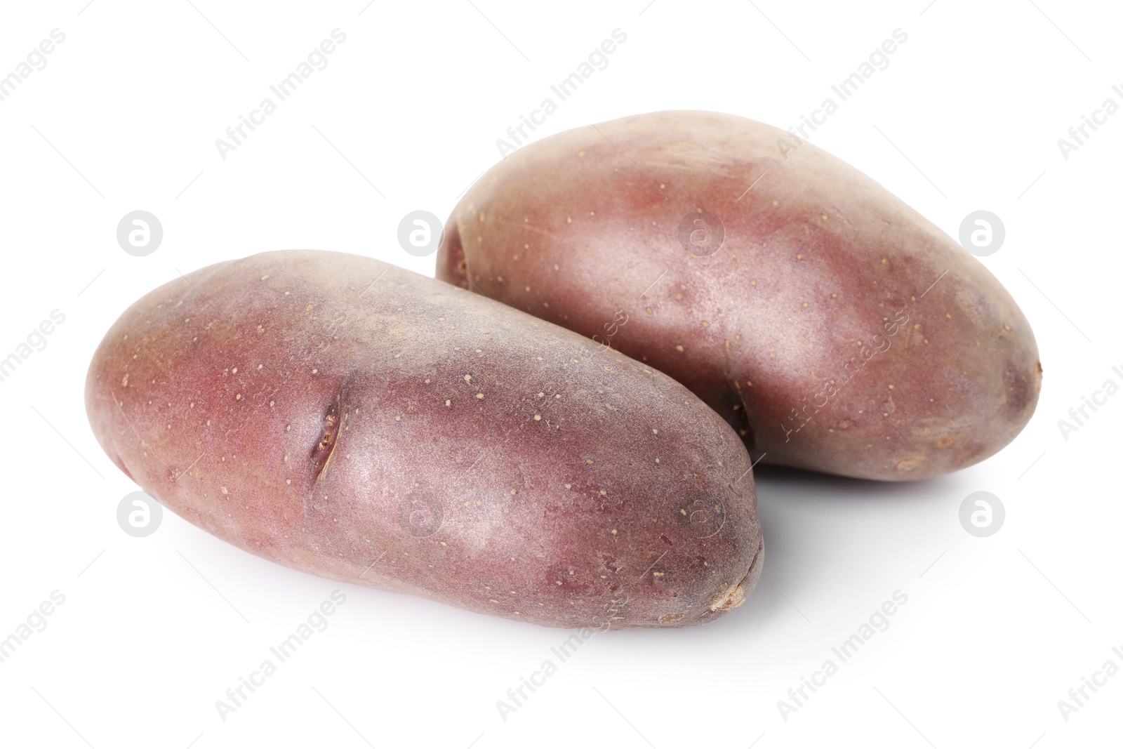 Fresh ripe red potatoes isolated on white Photo of Fresh ripe red potatoes isolated on white