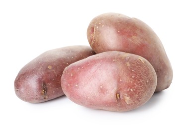 Photo of Fresh ripe red potatoes isolated on white