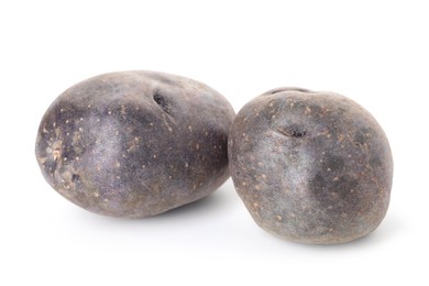 Photo of Fresh ripe purple potatoes isolated on white