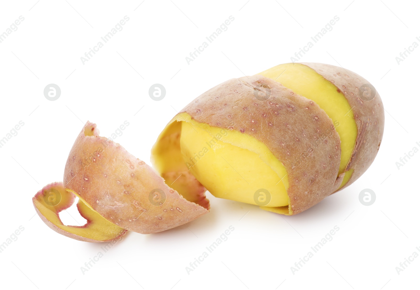 Photo of Raw potato with peel isolated on white