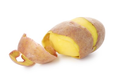 Photo of Raw potato with peel isolated on white