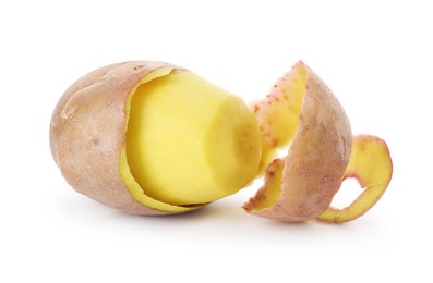 Photo of Raw potato with peel isolated on white