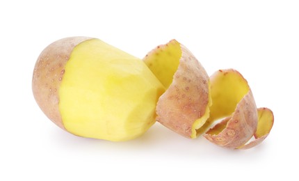 Photo of Raw potato with peel isolated on white