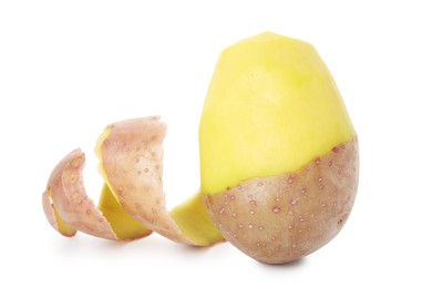 Photo of Raw potato with peel isolated on white