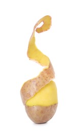 Photo of Raw potato with peel isolated on white