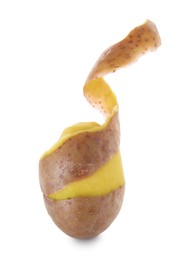 Photo of Raw potato with peel isolated on white