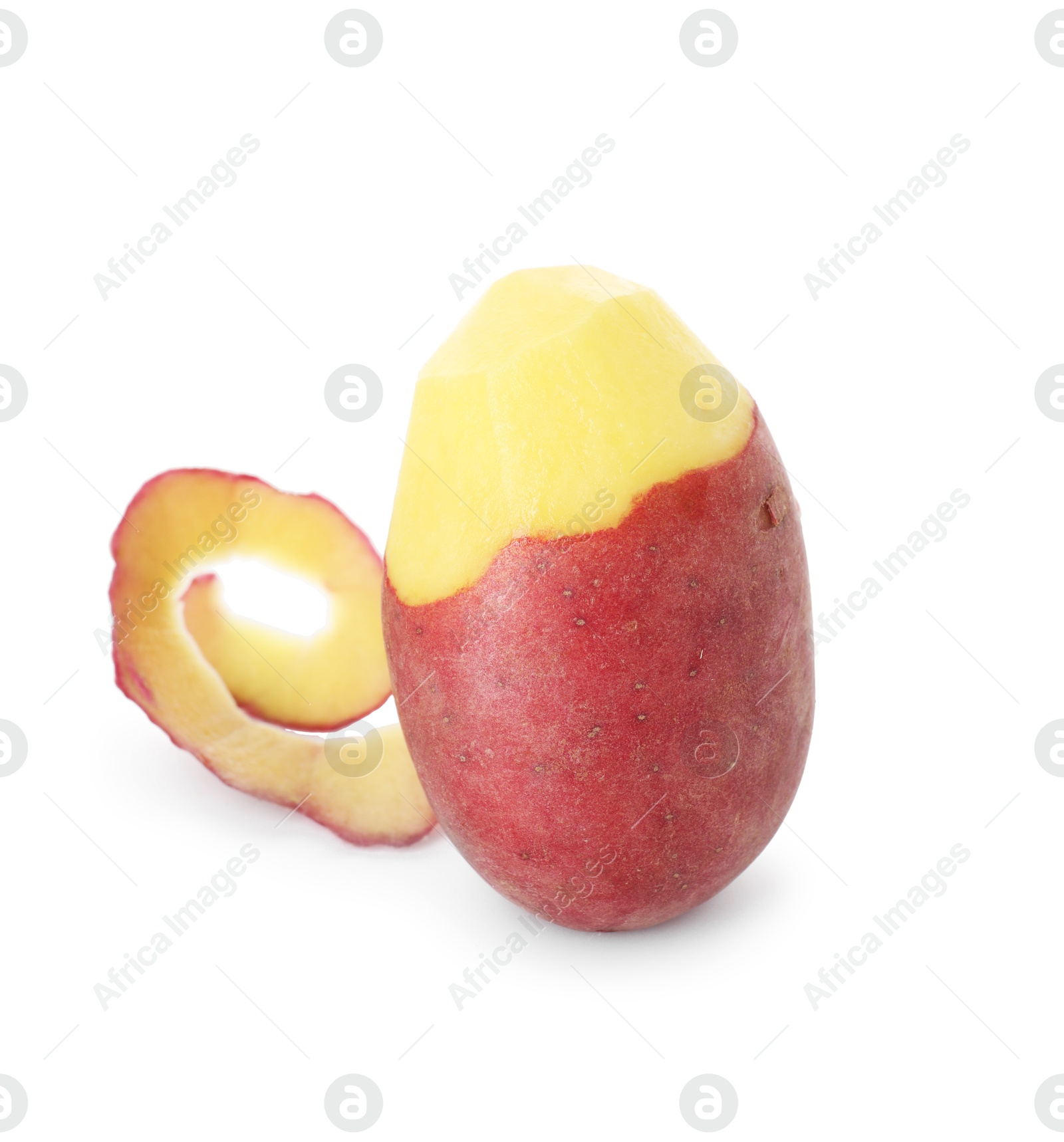 Raw red potato with peel isolated on white Photo of Raw red potato with peel isolated on white