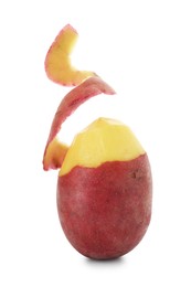 Photo of Raw red potato with peel isolated on white