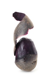 Photo of Raw purple potato with peel isolated on white