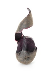 Photo of Raw purple potato with peel isolated on white