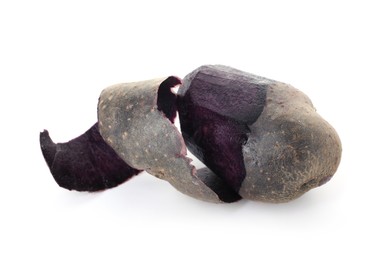 Photo of Raw purple potato with peel isolated on white