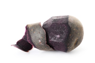 Photo of Raw purple potato with peel isolated on white