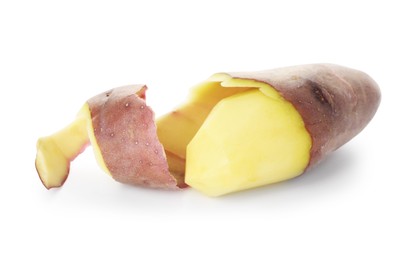 Photo of Raw red potato with peel isolated on white