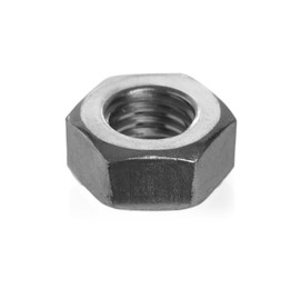 Photo of One metal hex nut isolated on white. Hardware tool