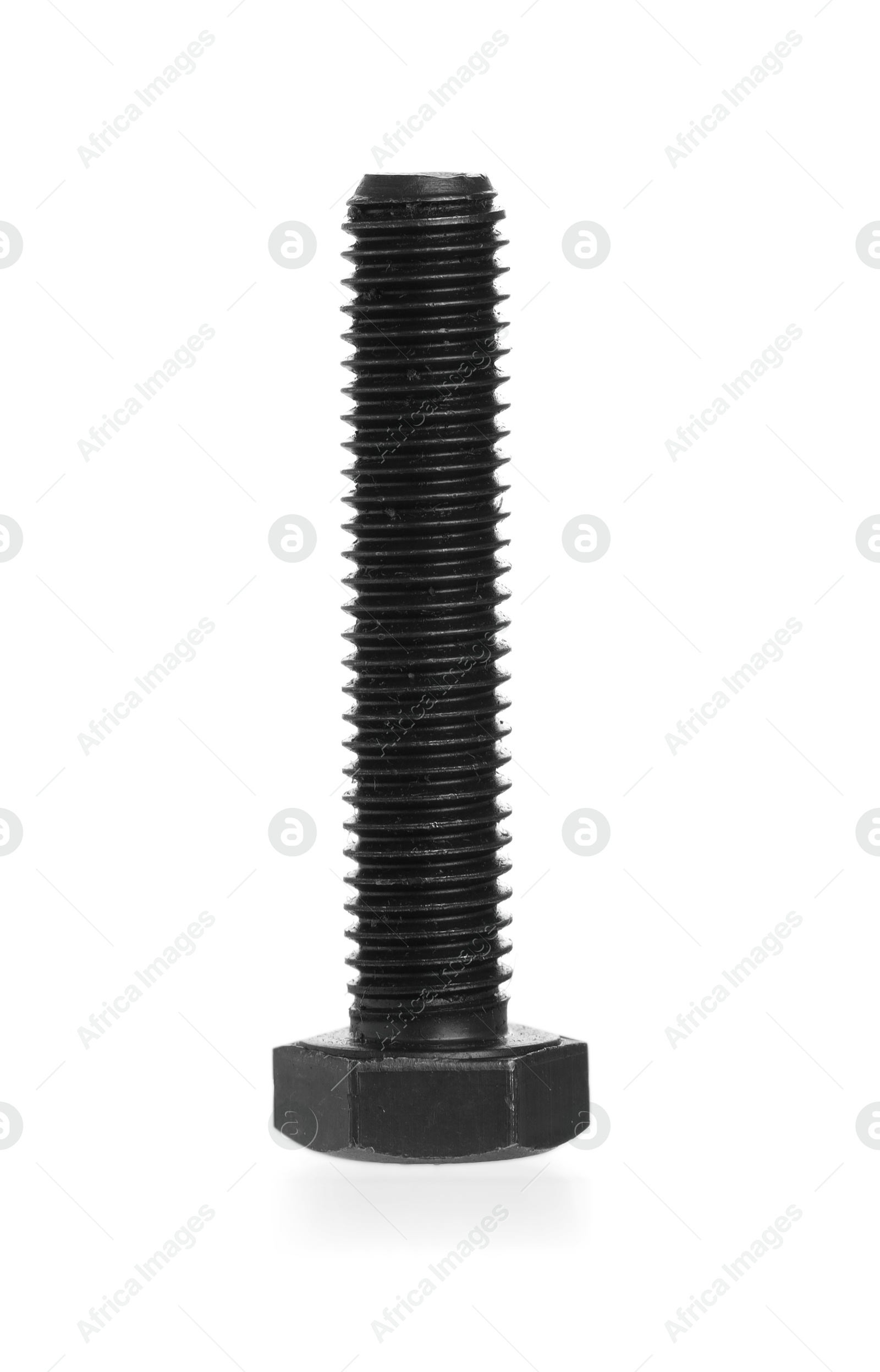 One metal bolt isolated on white. Hardware tool Photo of One metal bolt isolated on white. Hardware tool