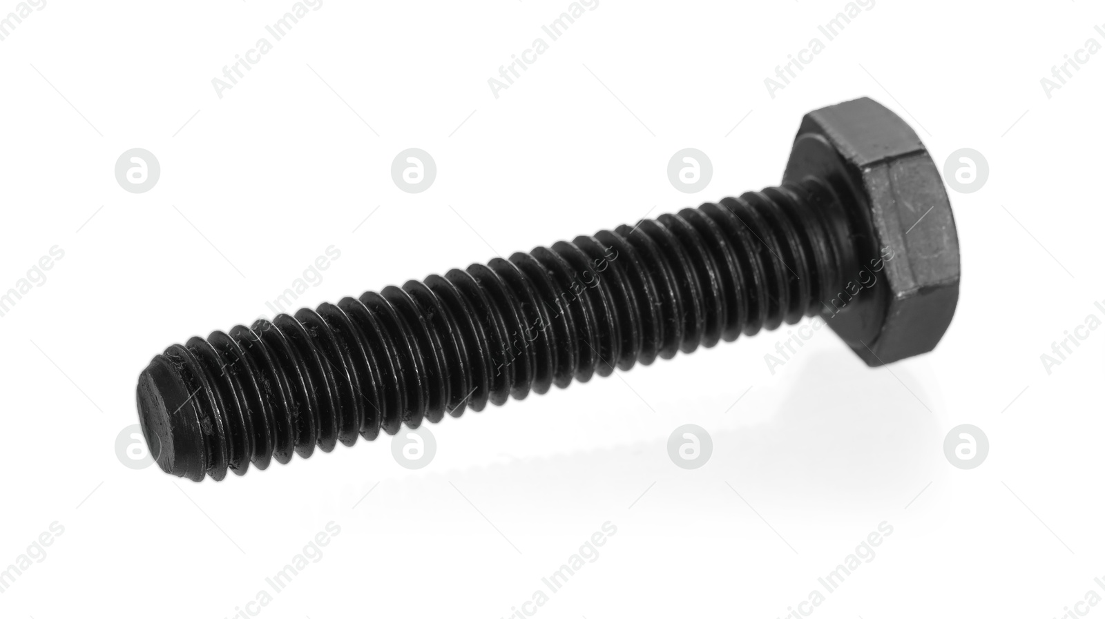 One metal bolt isolated on white. Hardware tool Photo of One metal bolt isolated on white. Hardware tool