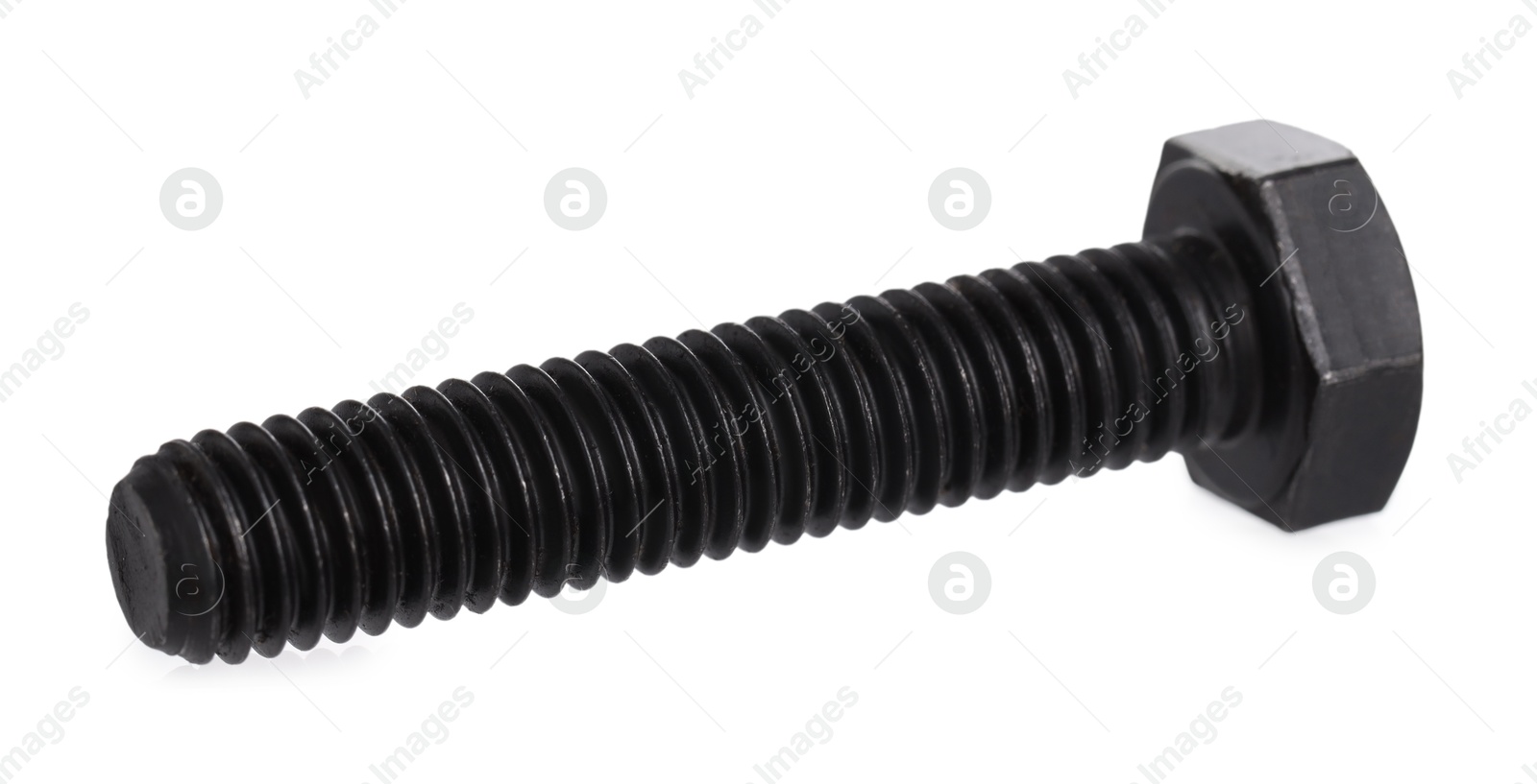 One metal bolt isolated on white. Hardware tool Photo of One metal bolt isolated on white. Hardware tool