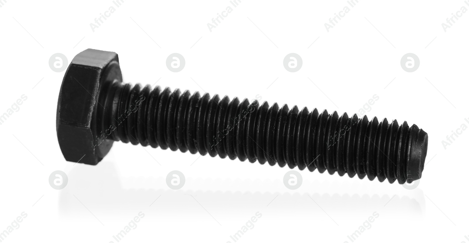 One metal bolt isolated on white. Hardware tool Photo of One metal bolt isolated on white. Hardware tool