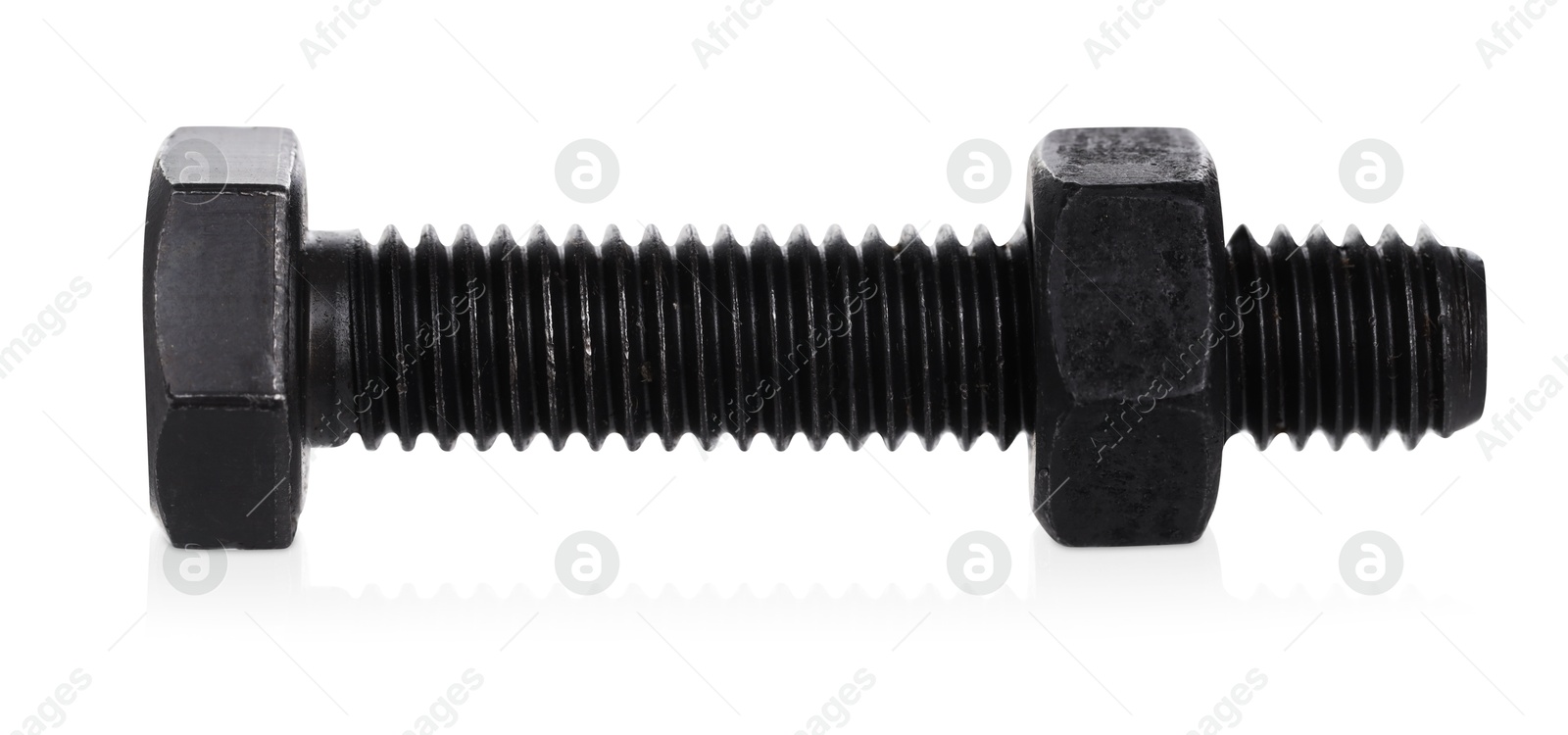One metal bolt isolated on white. Hardware tool Photo of One metal bolt isolated on white. Hardware tool