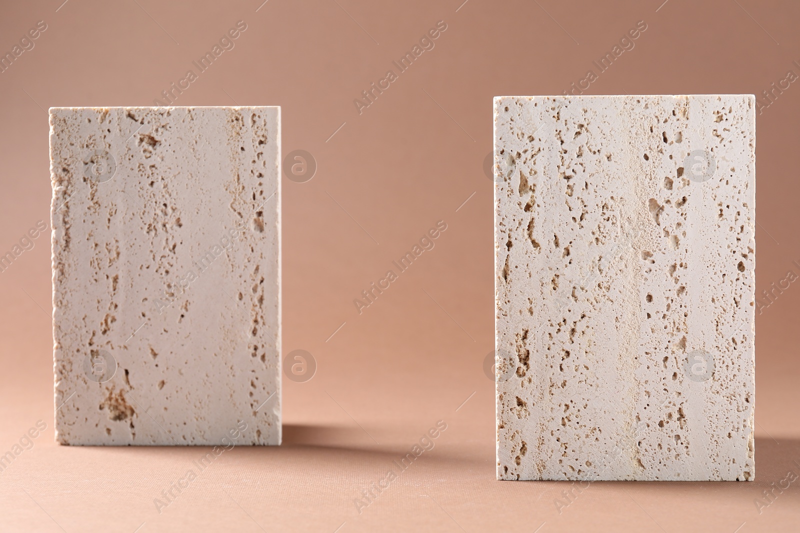 Promotion. Podiums for product presentation on brown background, space for text Photo of Promotion. Podiums for product presentation on brown background, space for text