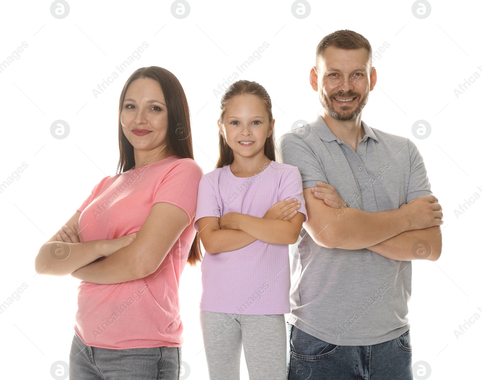 Portrait of happy family on white background Photo of Portrait of happy family on white background