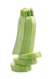 Photo of One fresh cut zucchini isolated on white