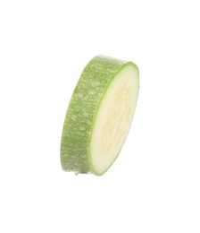 Photo of One slice of fresh zucchini isolated on white