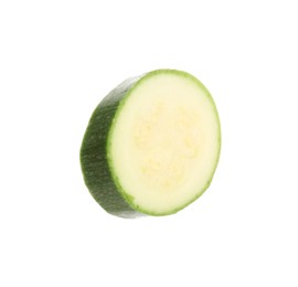 Photo of One slice of fresh zucchini isolated on white